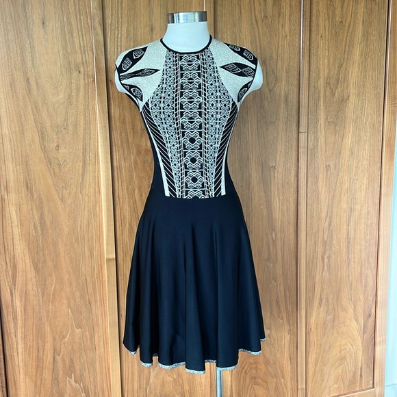 TED BAKER, knit dress. Black & metallic gold. Super comfortable, size 2/medium. - Picture 1 of 5